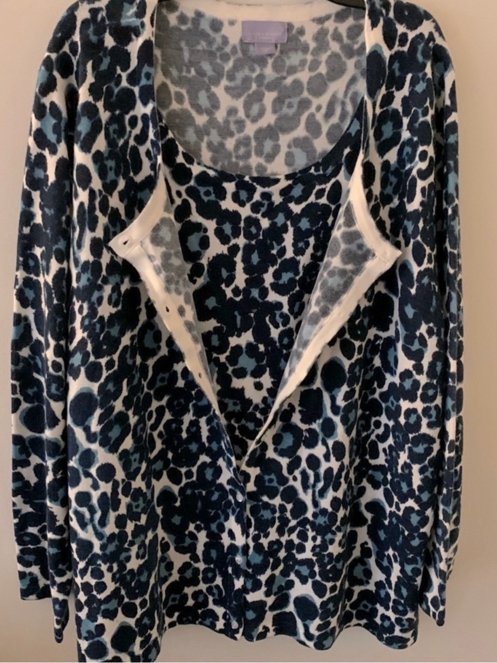 Laura Scott Fooler Twin Sweater Set Animal Print - size 2X